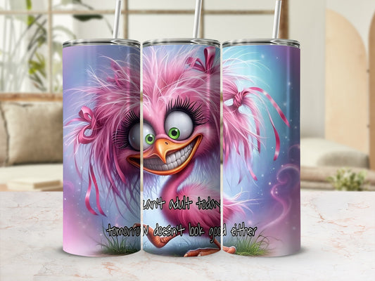 Quirky Pink Bird Tumblers with Funny Quote Design
