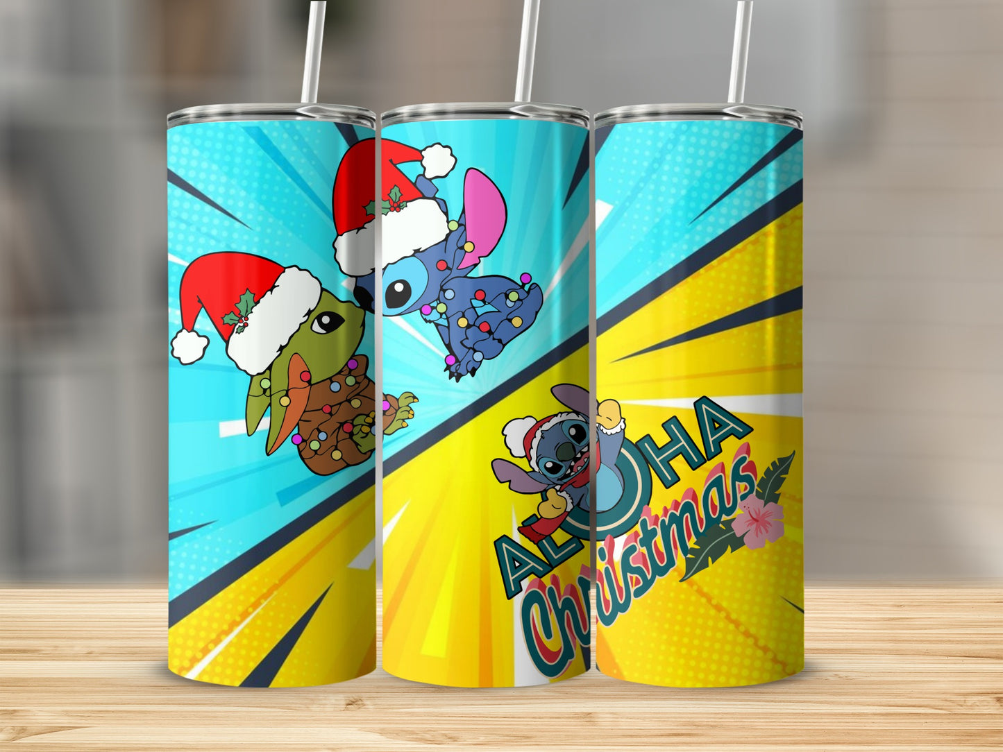 Aloha Christmas Holiday Tumbler with Fun Decorations