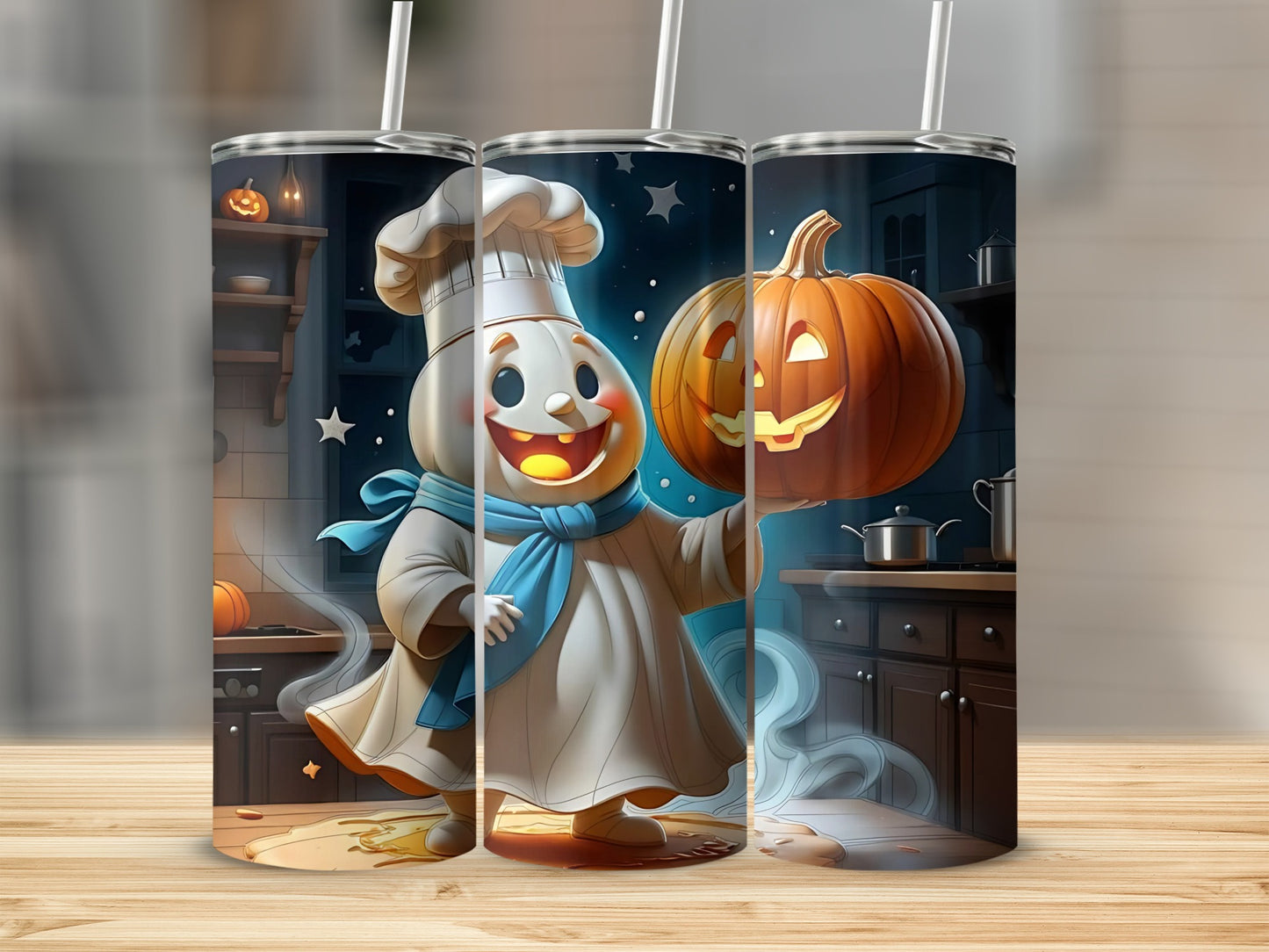 Halloween Chef with Pumpkin Custom Design Tumbler