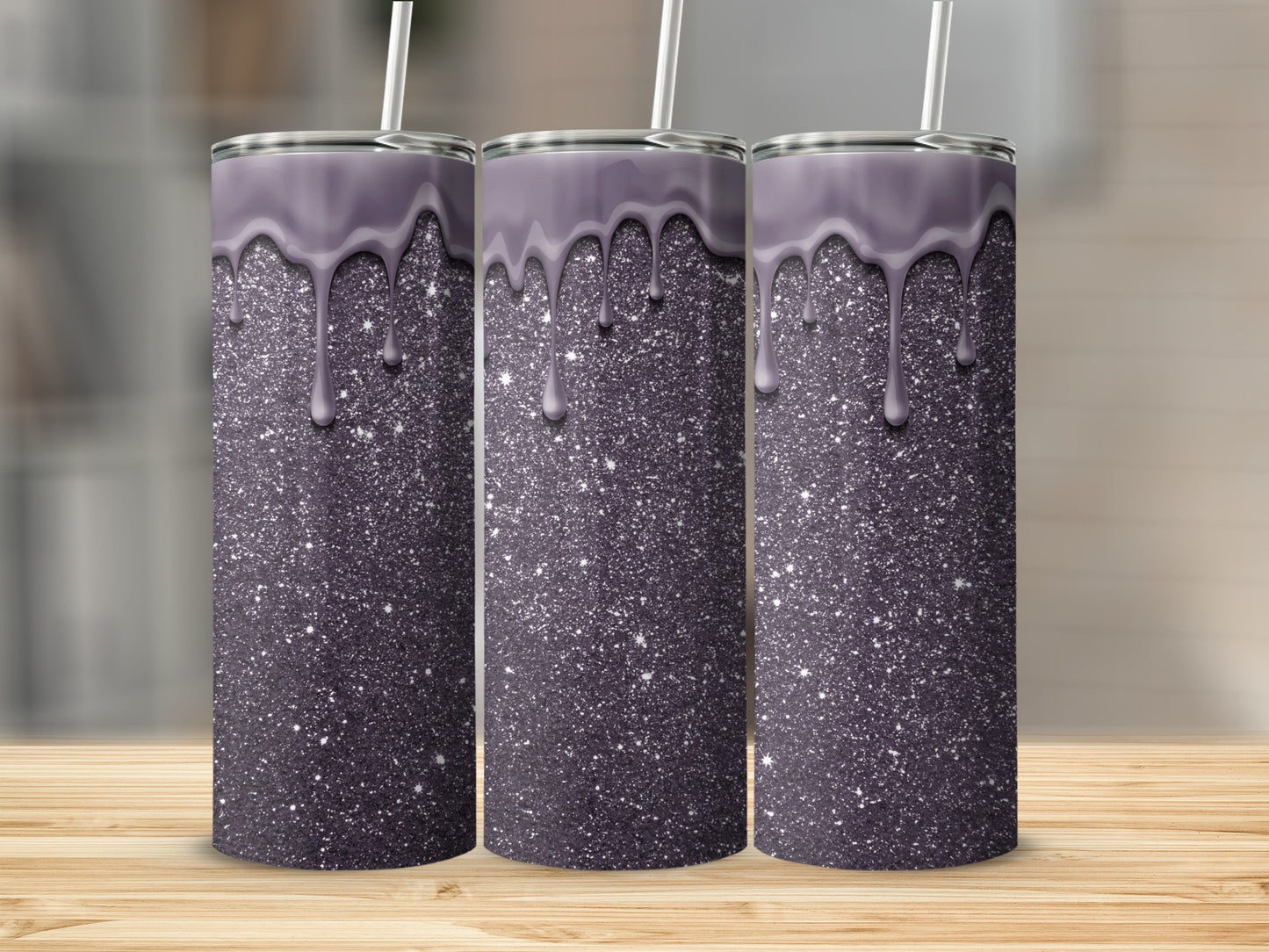Purple Glitter Ombre Tumbler With Straw 20oz Tumbler