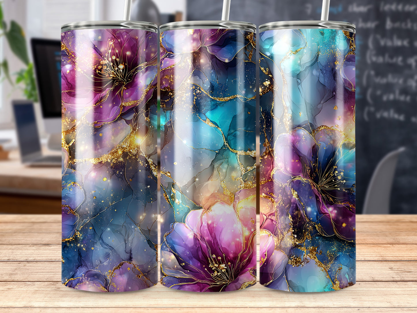 Abstract Floral Colorful Double Wall Tumbler product