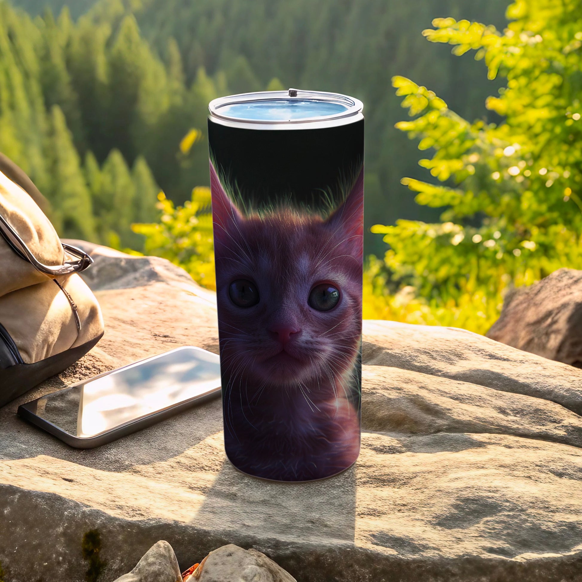 Charming Kitten Portrait Design Travel Tumbler product type