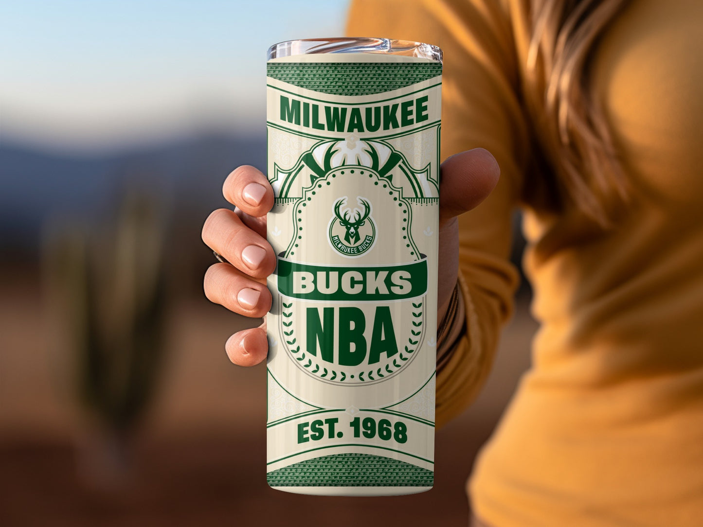 Milwaukee Bucks Established 1968 Green Background Tumbler