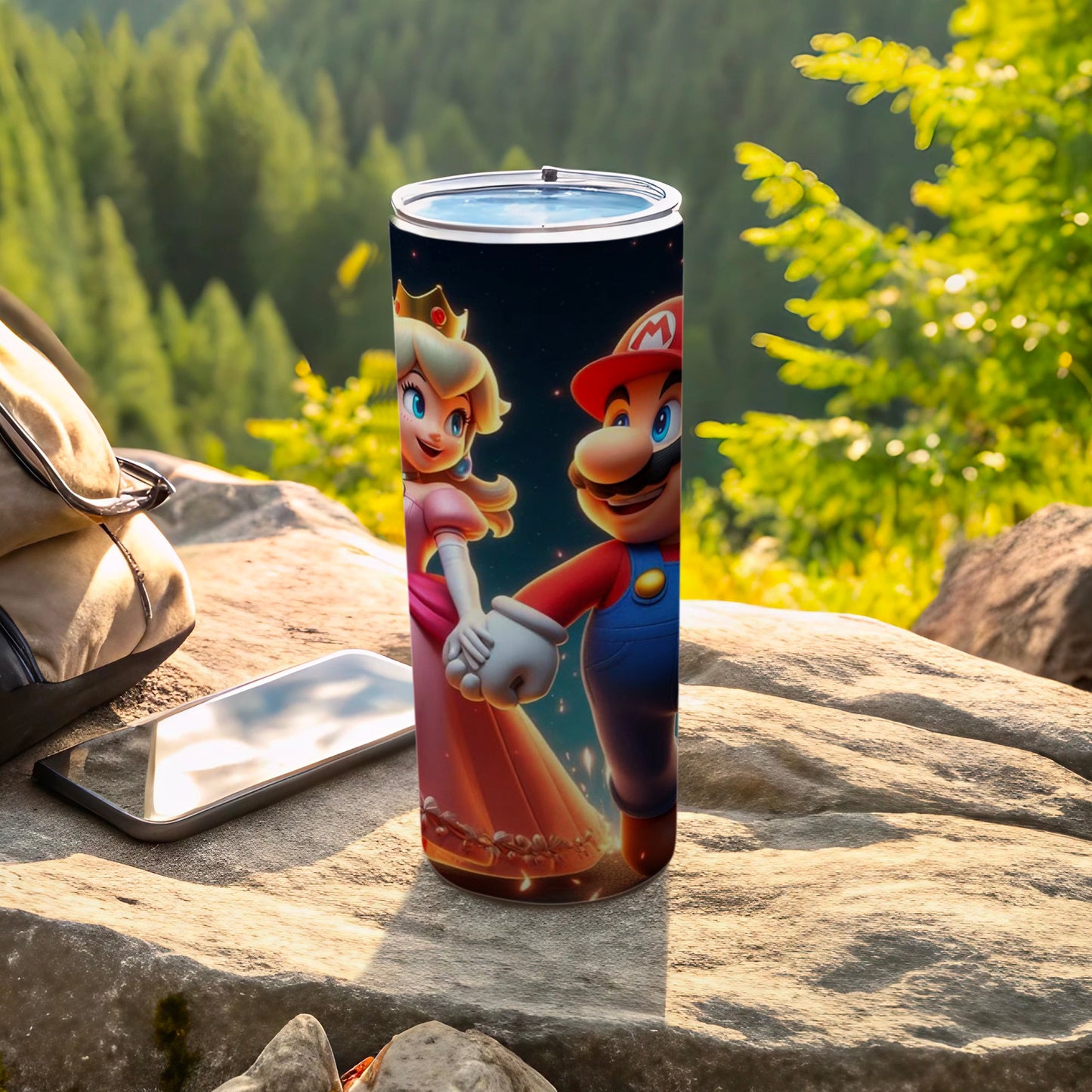 Vibrant Mario and Princess Peach Tumbler Cup