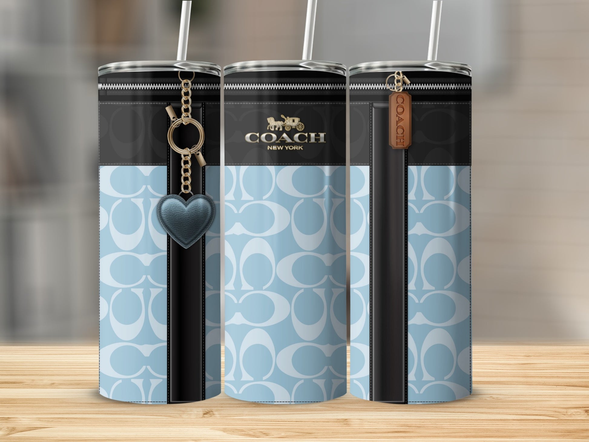 Stylish Designer-Inspired Tumbler with Heart and COACH Tag