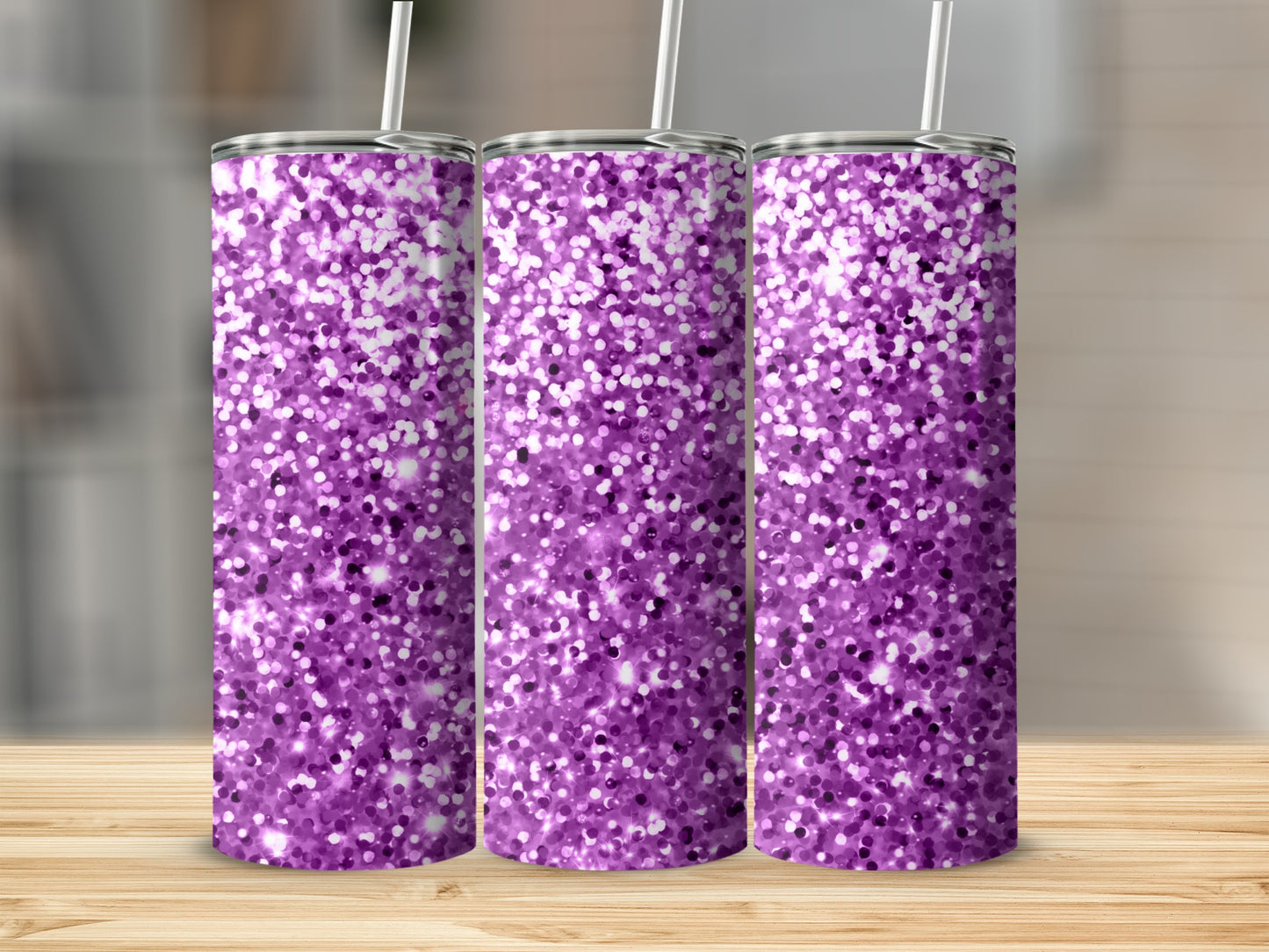 Sparkling Purple Glitter Design Insulated Tumbler Product