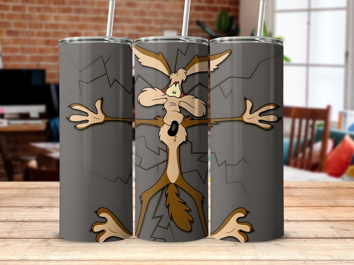 Wile E Coyote Crashed into Wall Tumbler Cup Product