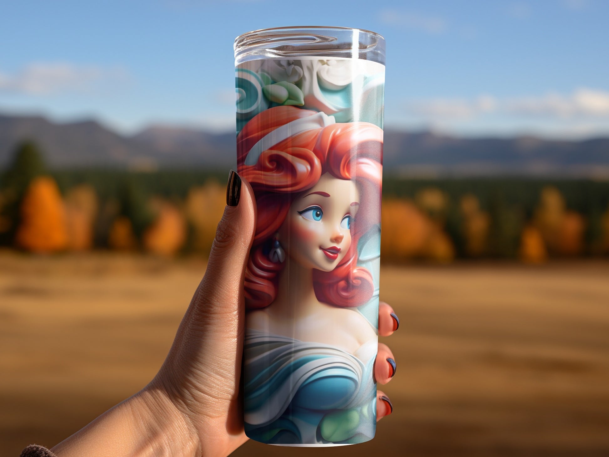 Watercolor Princess Art Travel Tumbler for Hot Cold Drinks
