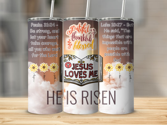Grateful Thankful Blessed Bible Verses Tumbler
