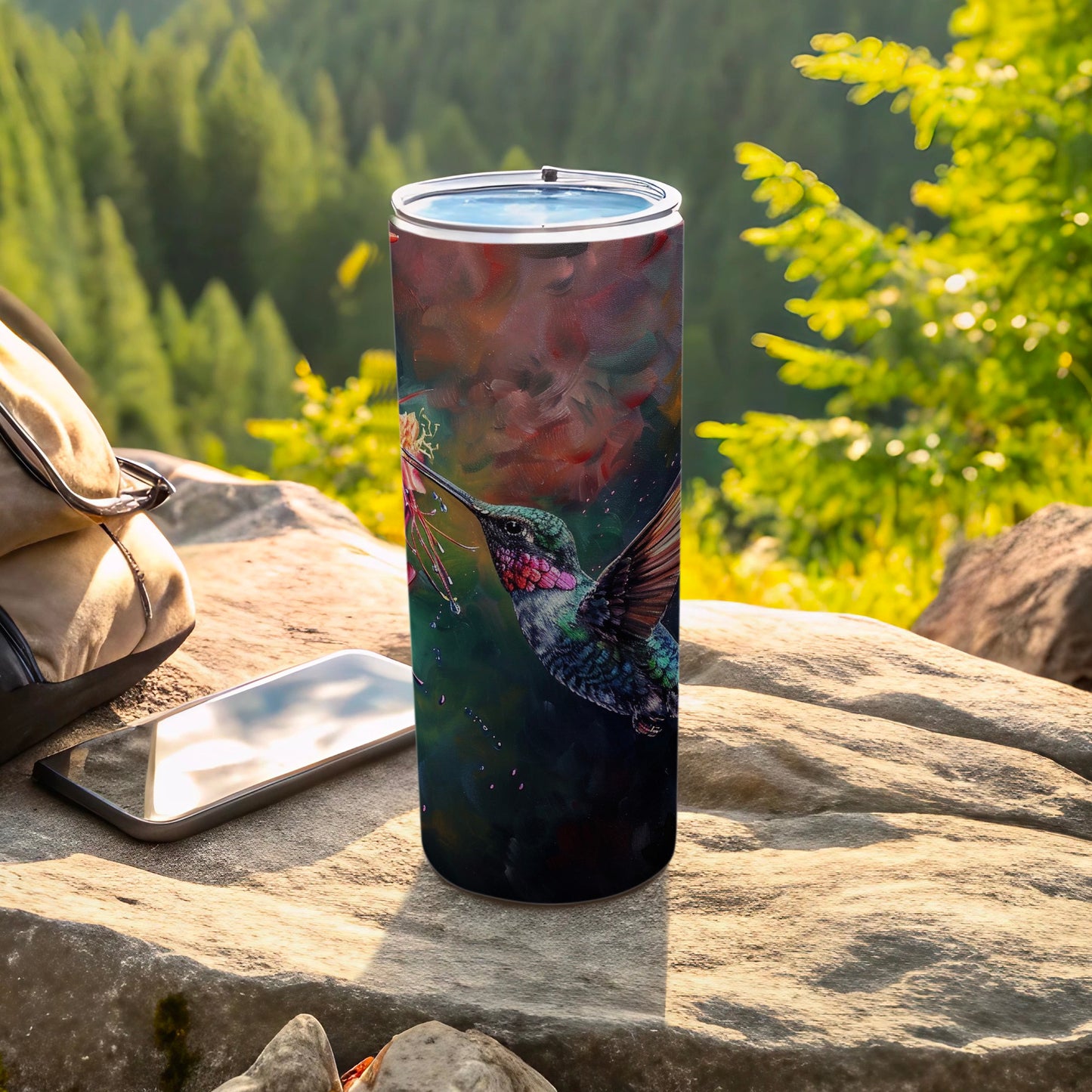 Hummingbird Flower Design Colorful Bird Art Tumbler product type
Hummingbird, Bird art, Flower design, Colorful tumbler, Nature scene, Wildlife print, Floral pattern, Artistic design, Vibrant bird, Abstract art, Drinkware, Insulated cup, Travel mug, Gift idea, Outdoor theme, Forest backdrop, Mountain view, Unique print, Skinny tumbler, Beverage holder
