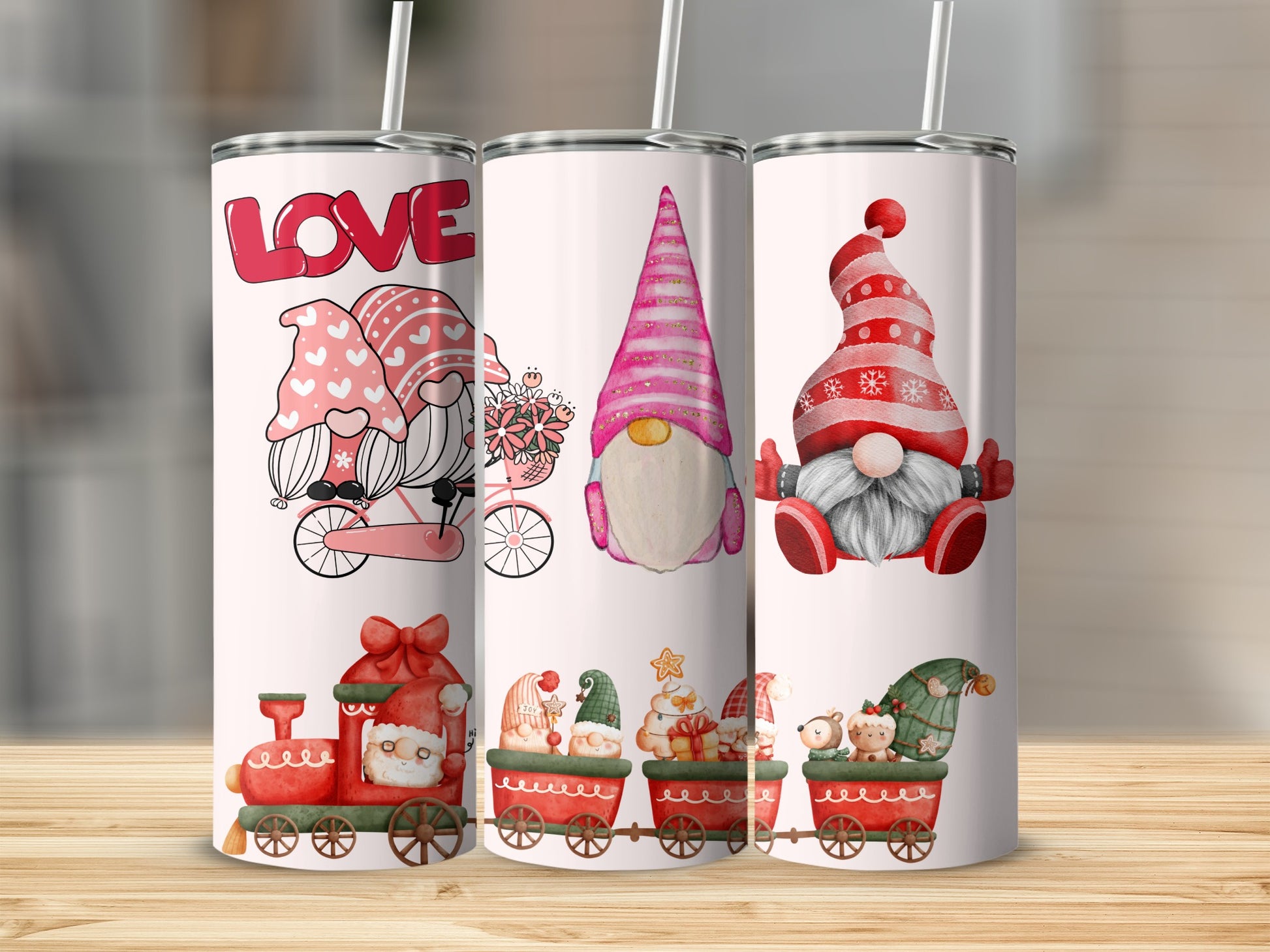 Christmas Gnomes Love Theme 20oz Stainless Steel Tumblers