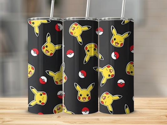 Pikachu and Pokeball Design Custom Tumbler Cup