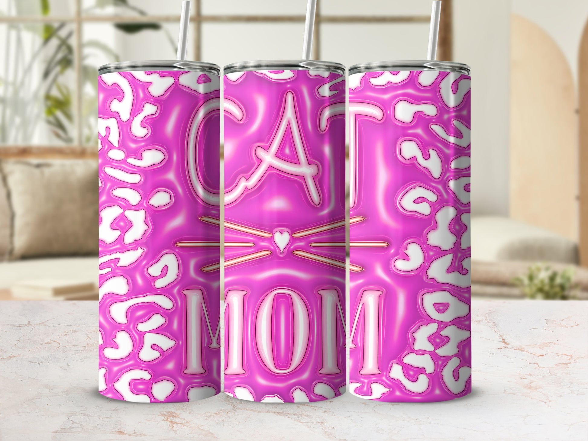 Hot Pink Leopard Print Cat Mom Tumbler product type