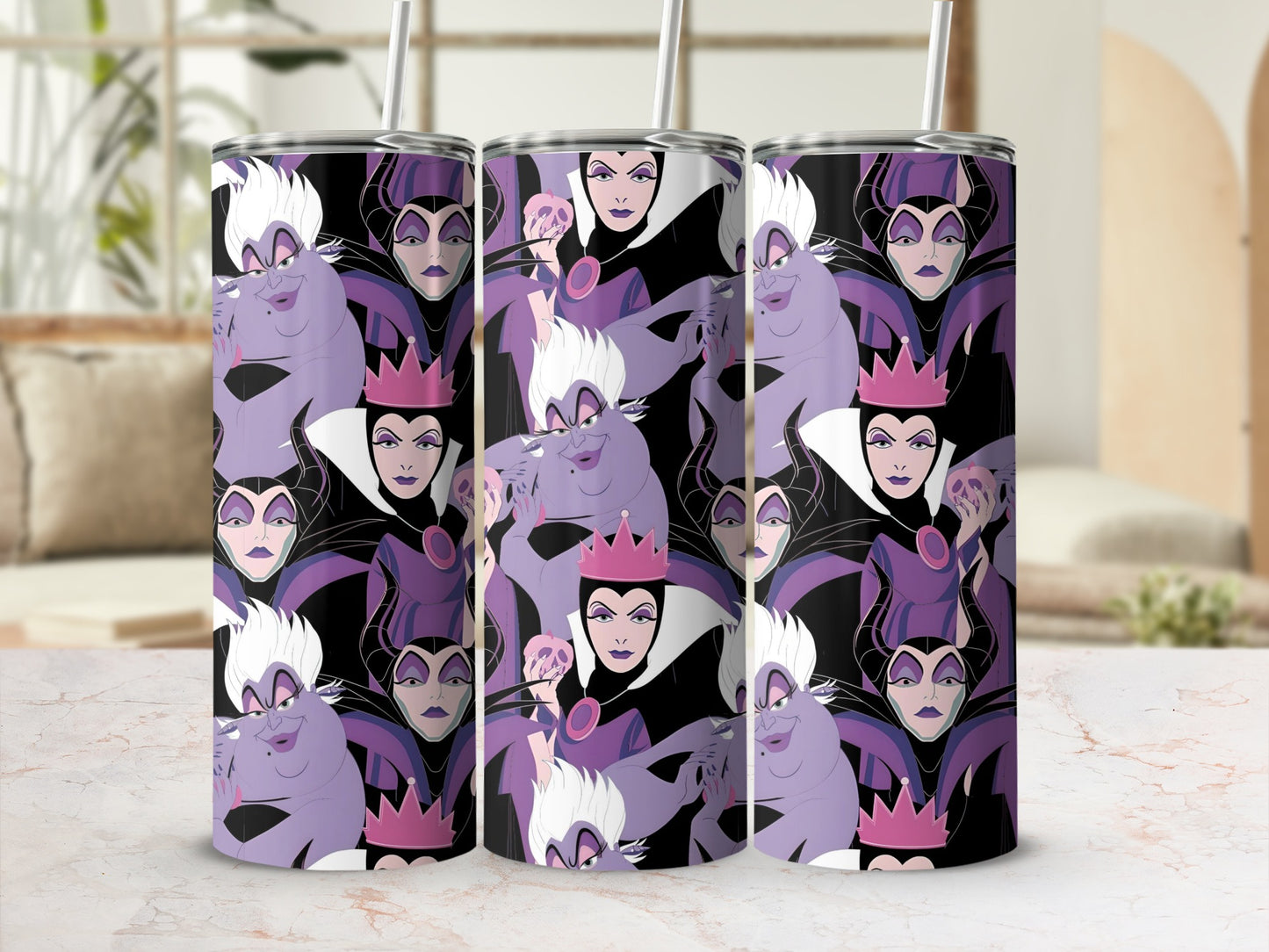 Purple and Black Villains Cartoon Art Tumbler