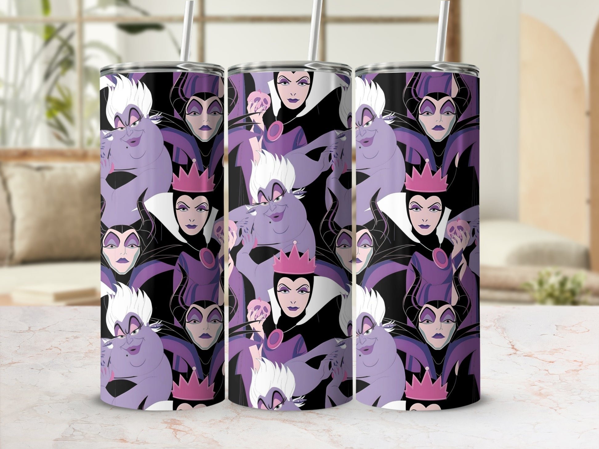 Purple and Black Villains Cartoon Art Tumbler
