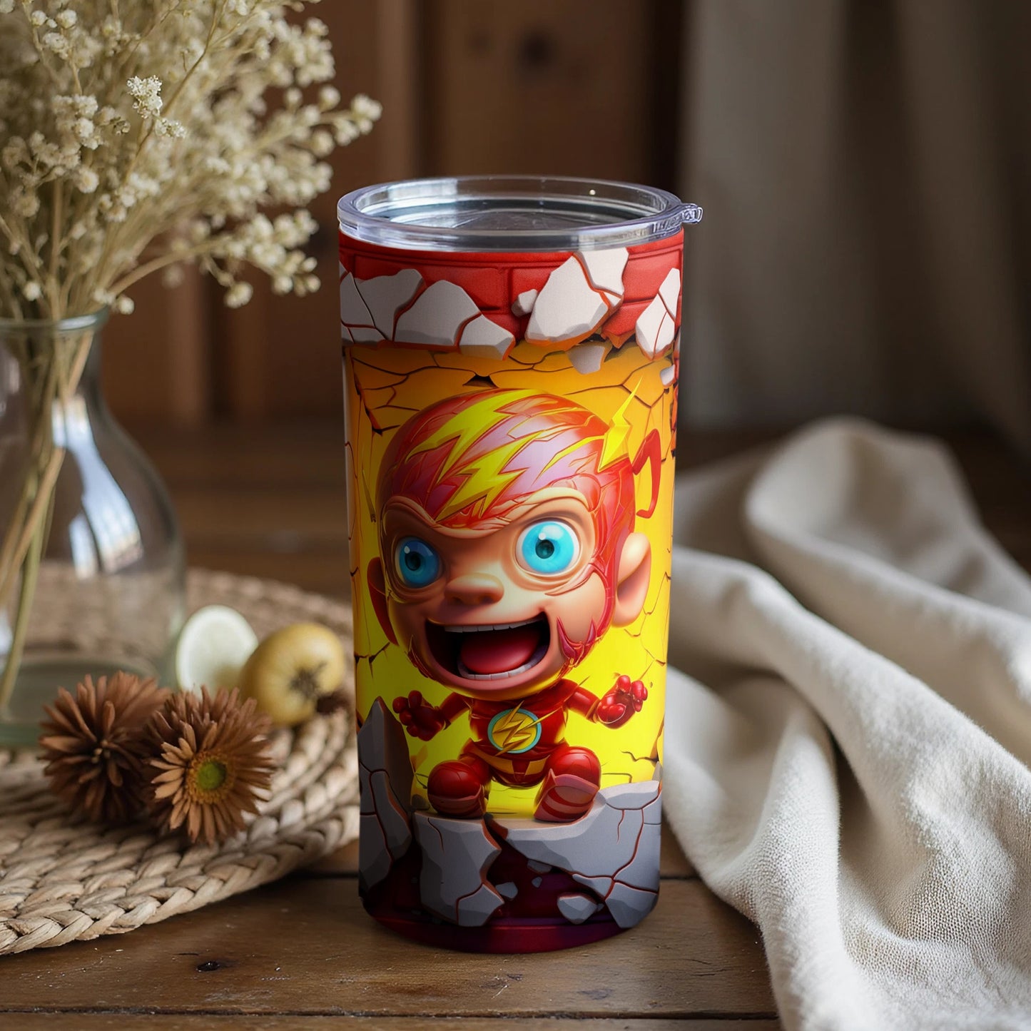 Cute Flash Superhero Character Travel Mug