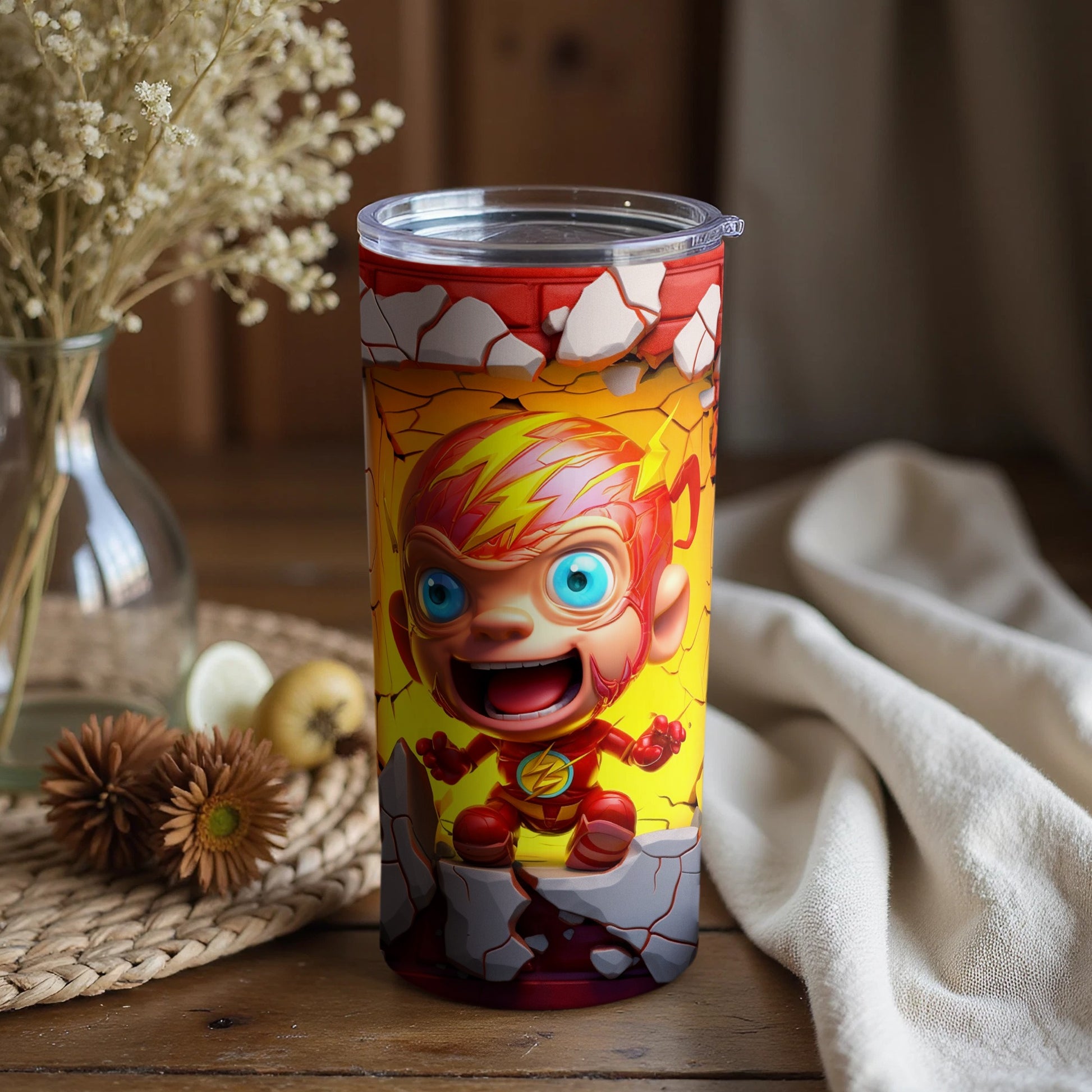 Cute Flash Superhero Character Travel Mug