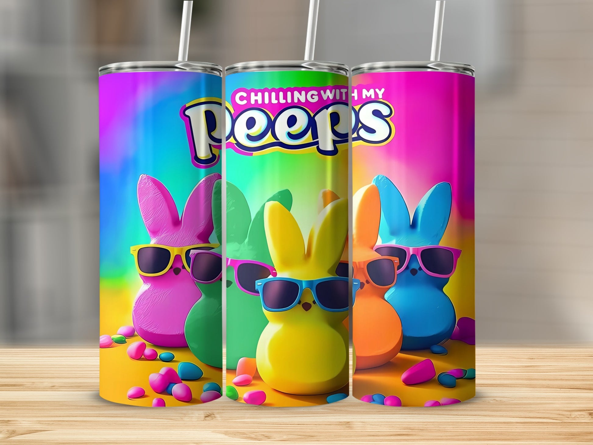 Chilling With My Peeps Colorful Bunnies Sunglasses product type