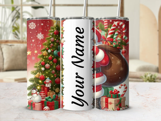 Personalized Christmas Tumbler Santa Gifts Tree Design