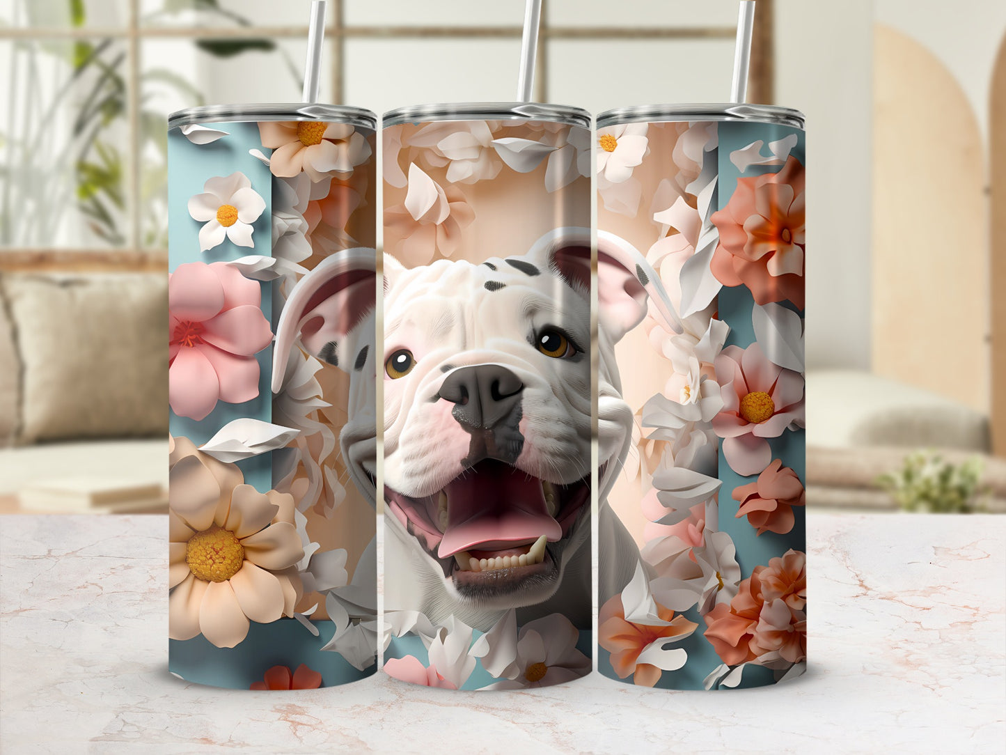 Cheerful White Bulldog Blooms Art Design Tumbler product type
Bulldog
Dog design
Happy puppy
Smiling dog
Floral pattern
Flower art
Botanical print
Pet lover gift
Cute animal
Adorable dog
White bulldog
Pink blooms
Orange flowers
Blue aesthetic
Tumbler art
Drinkware design
Unique gift
Animal artwork
Spring flowers
Summer design