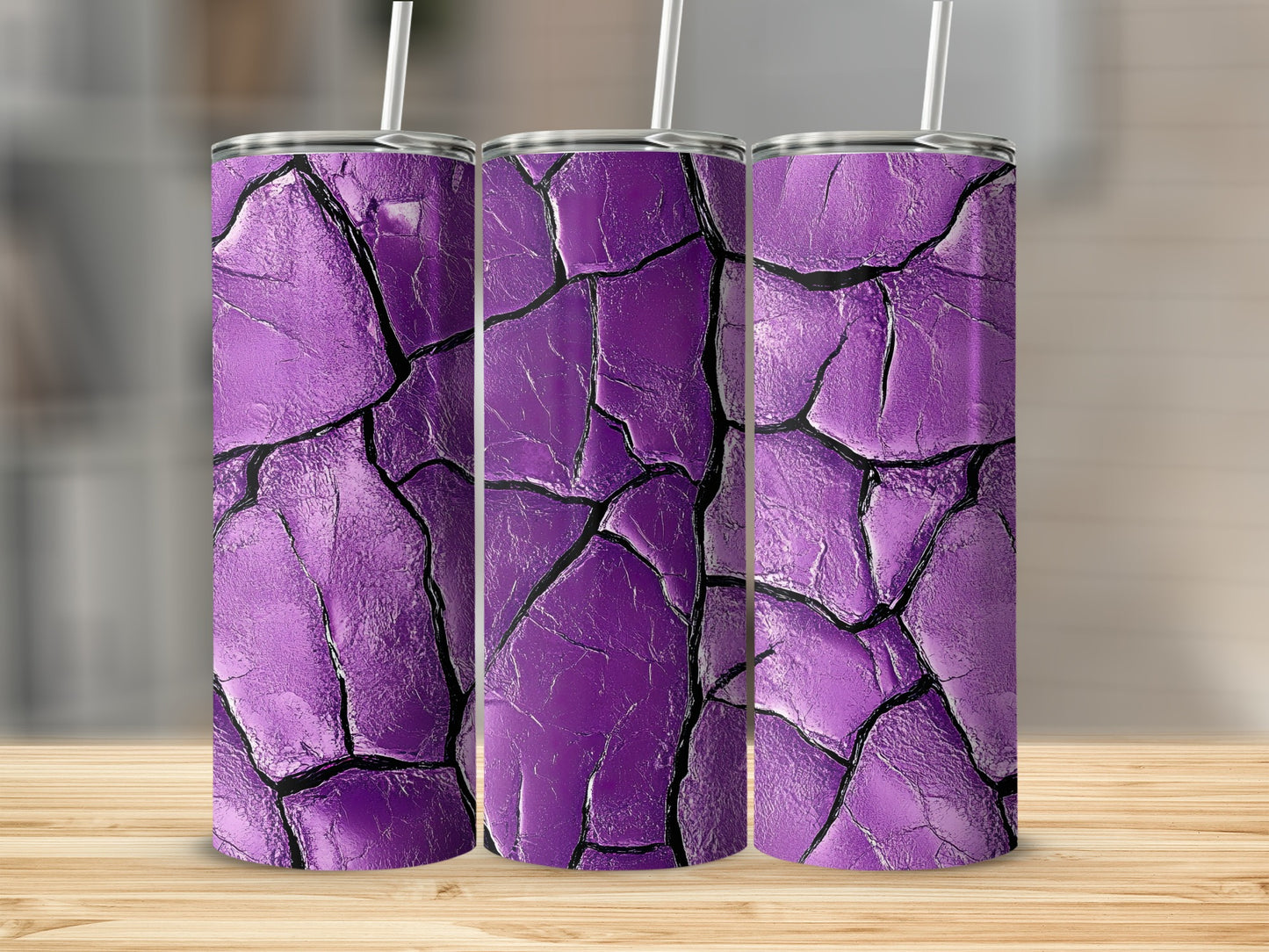 Purple Cracked Surface Aesthetic Design Pattern Tumblers