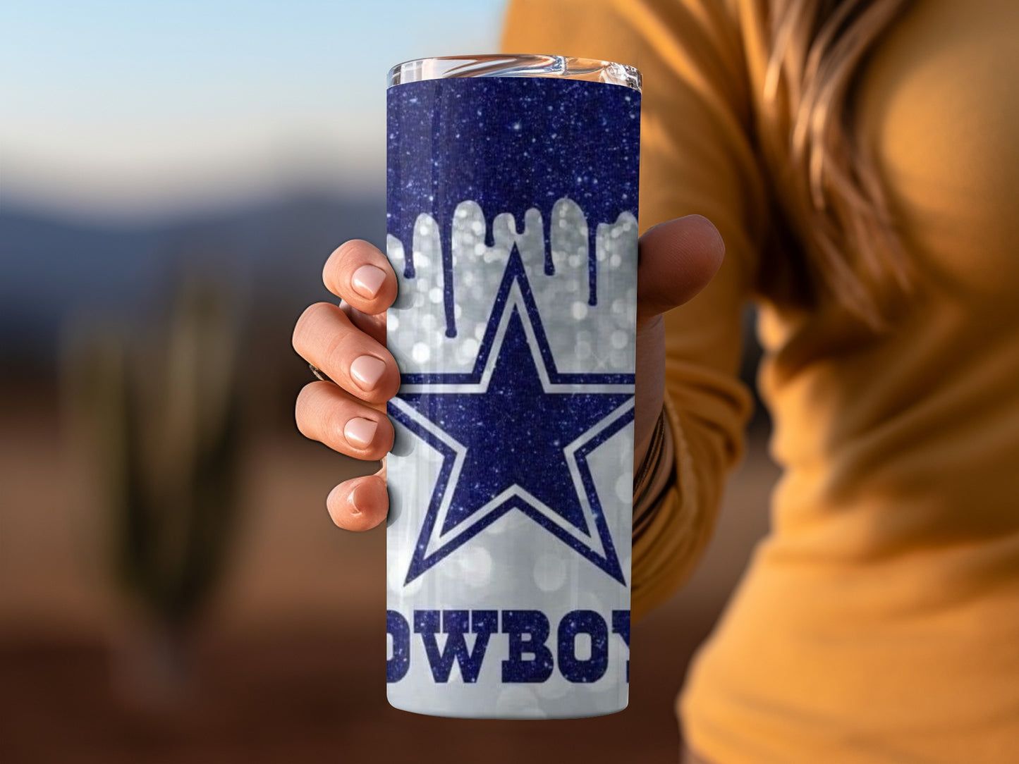 Dallas Cowboys Star Silver Glitter With Drips Tumblers