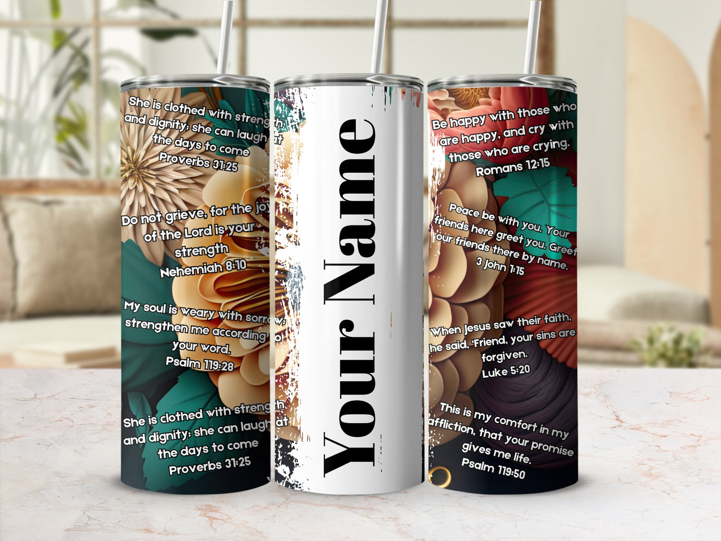 Inspirational Bible Verse Personalized Drinkware Tumblers