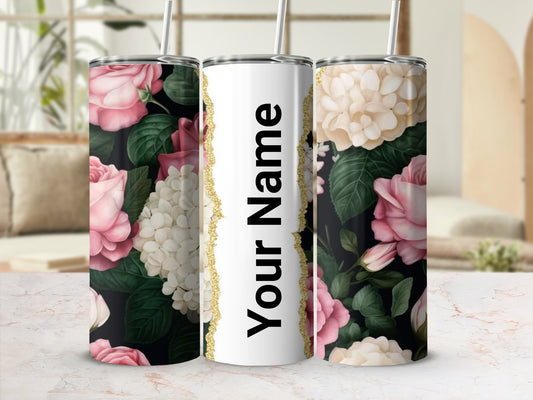 Customizable Floral Design Your Name Tumbler