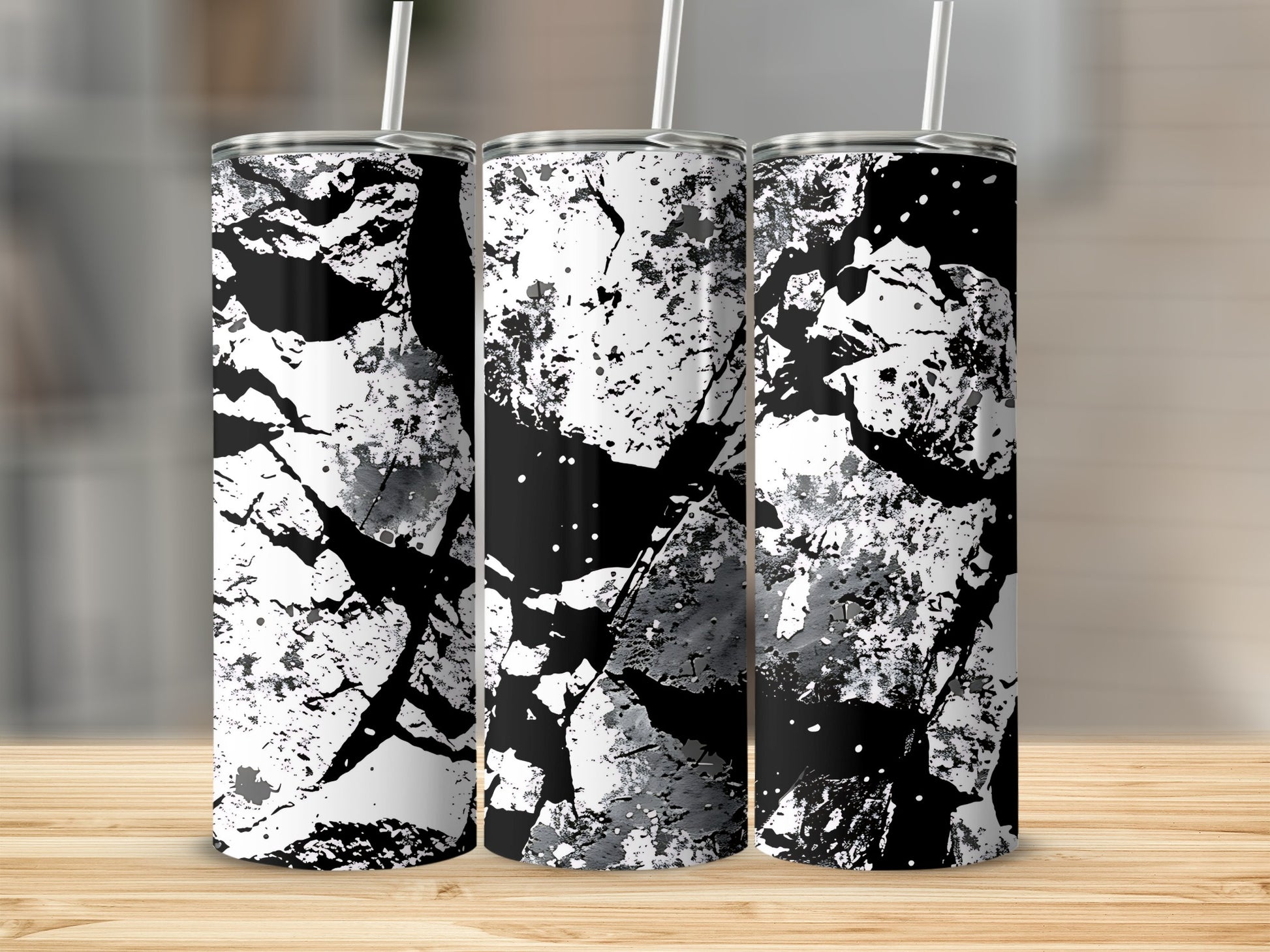 Abstract Black and White Splatter Design Tumbler