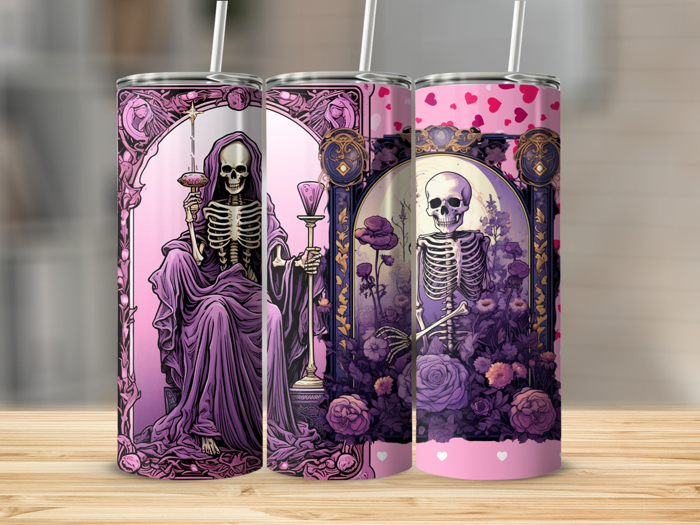 Skeletal Grim Reaper Artistic Design Tumblers