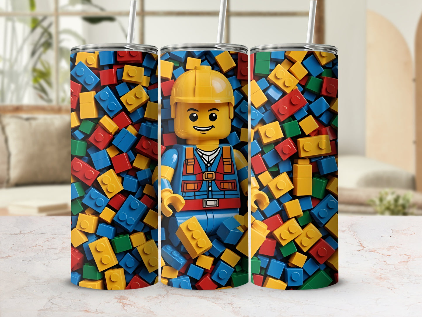 Colorful Building Blocks Worker Design Tumbler