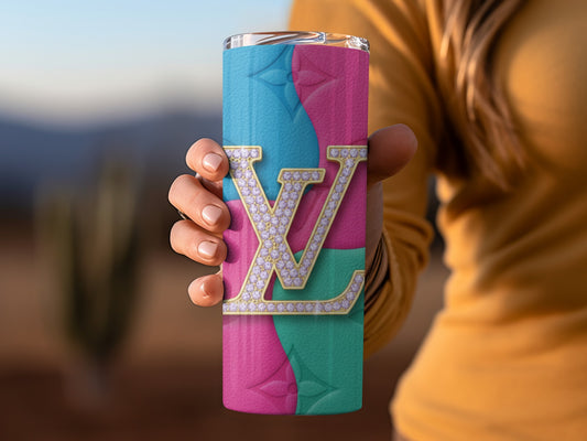 Colorful Tumbler with Large Sparkling Alphabet Design