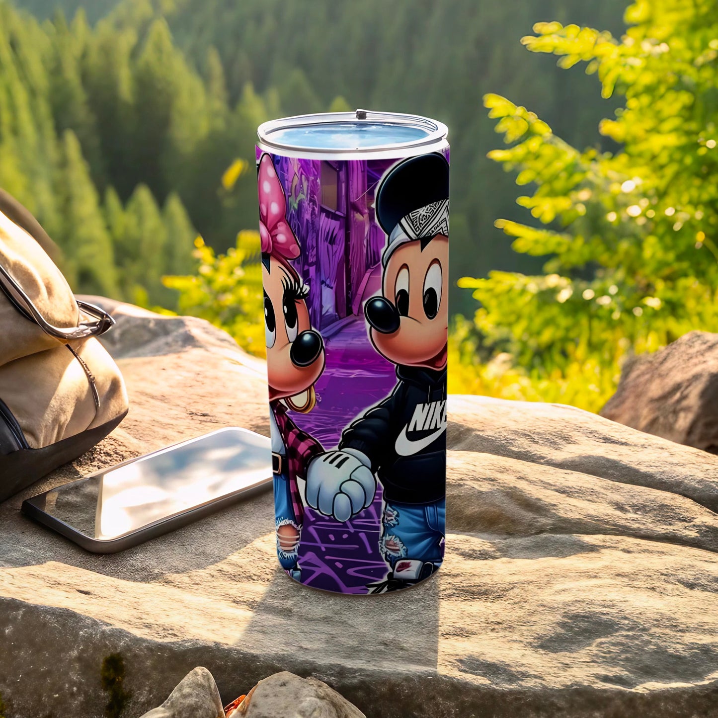 Colorful Mickey and Minnie Themed Tumbler