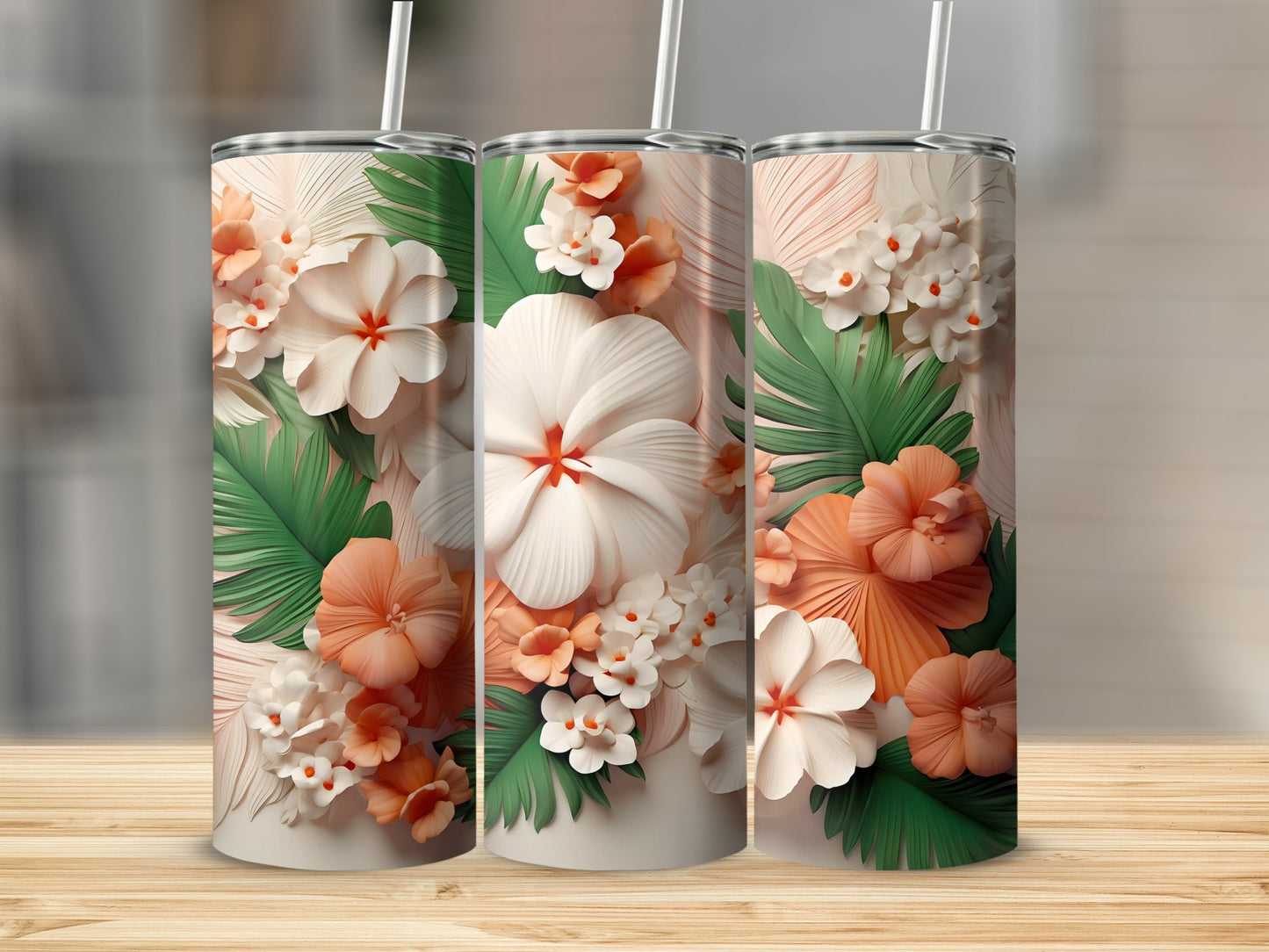 Tropical Floral Design Insulated Tumbler Cup Product