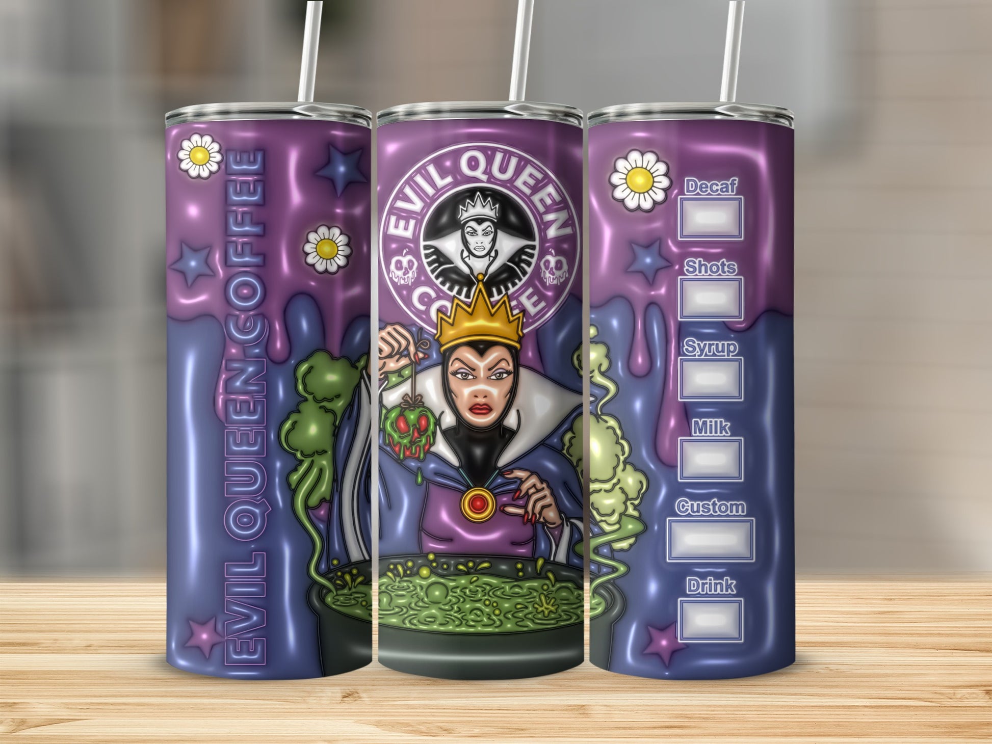 Evil Queen Coffee Custom Drink Tumbler with Straw