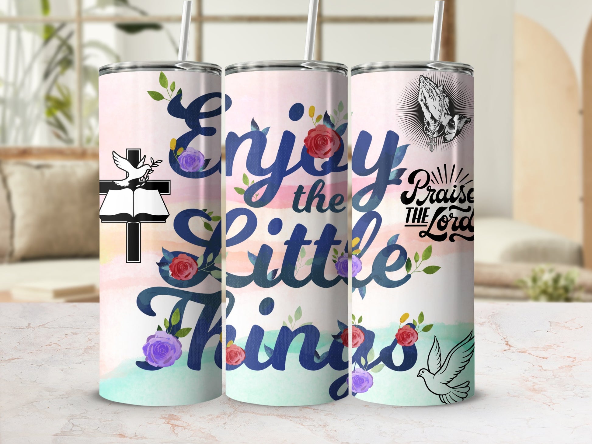 Religious Inspirational Quotes Stainless Steel Tumblers