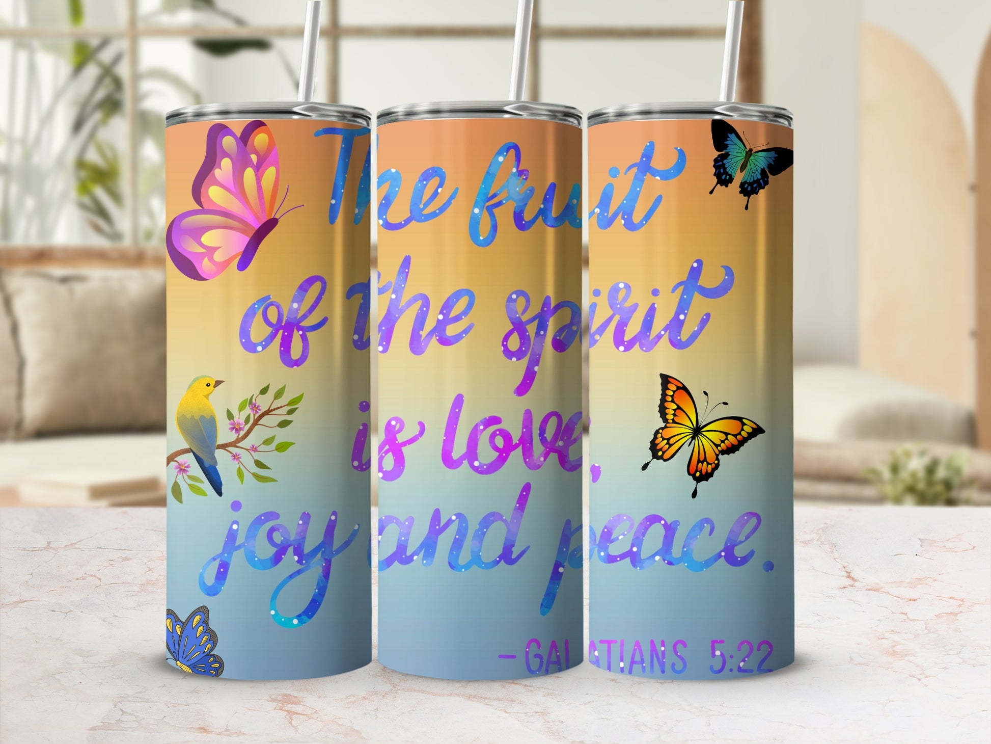 The Fruit of the Spirit is Love Joy and Peace Tumbler