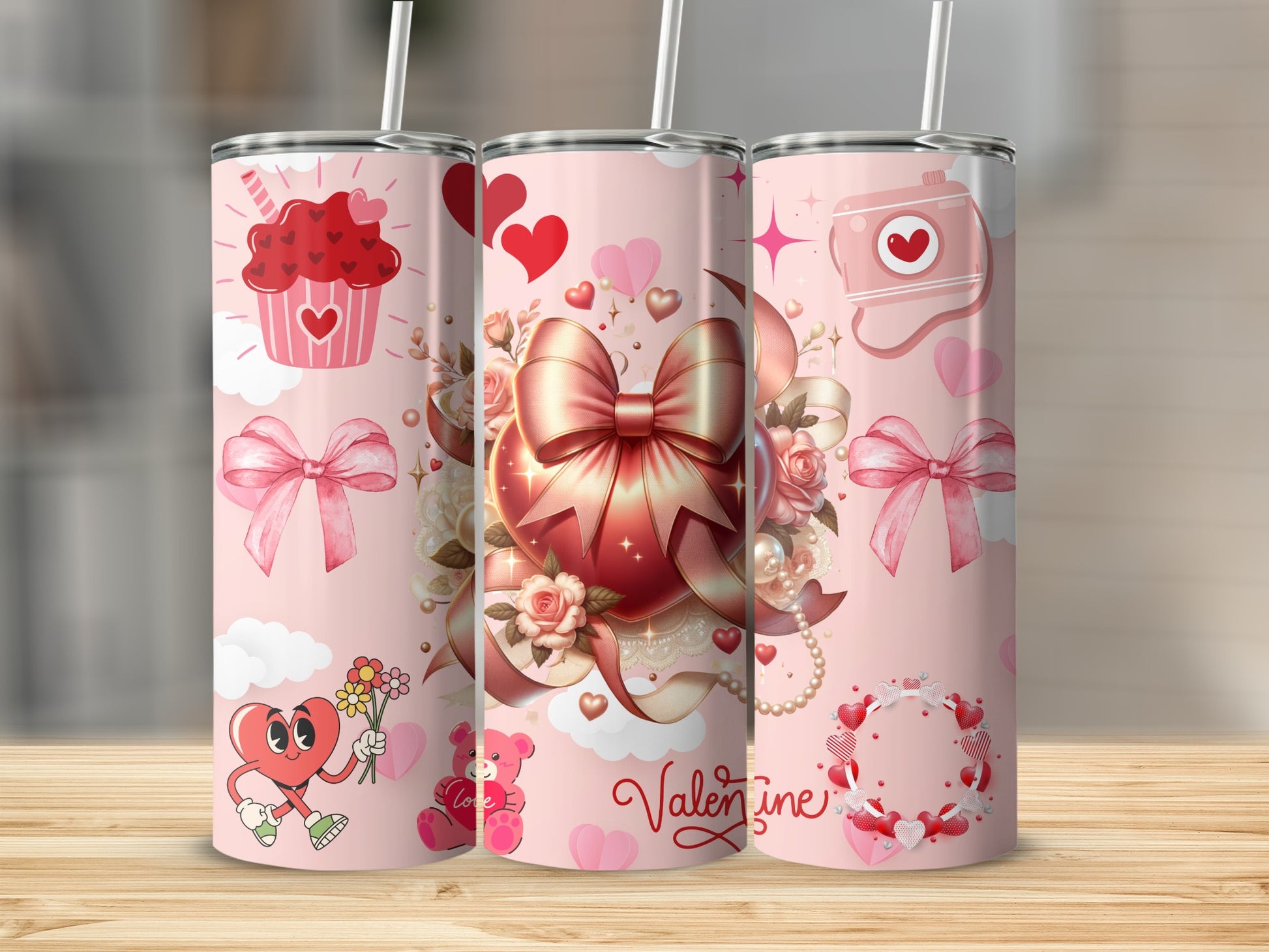 Romantic Valentine's Day Themed Tumblers Collection