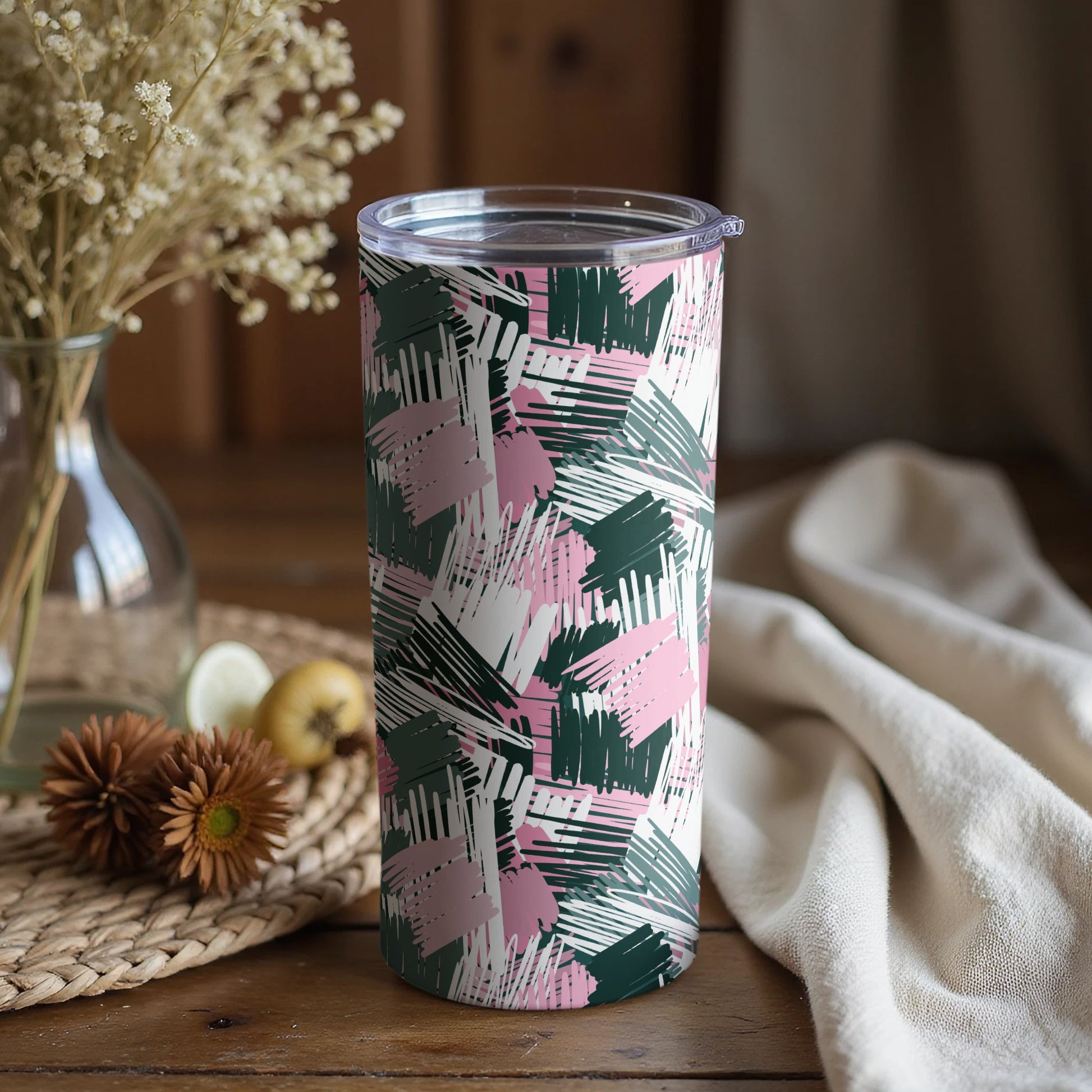 Colorful Abstract Brush Strokes Tall Tumbler Cup