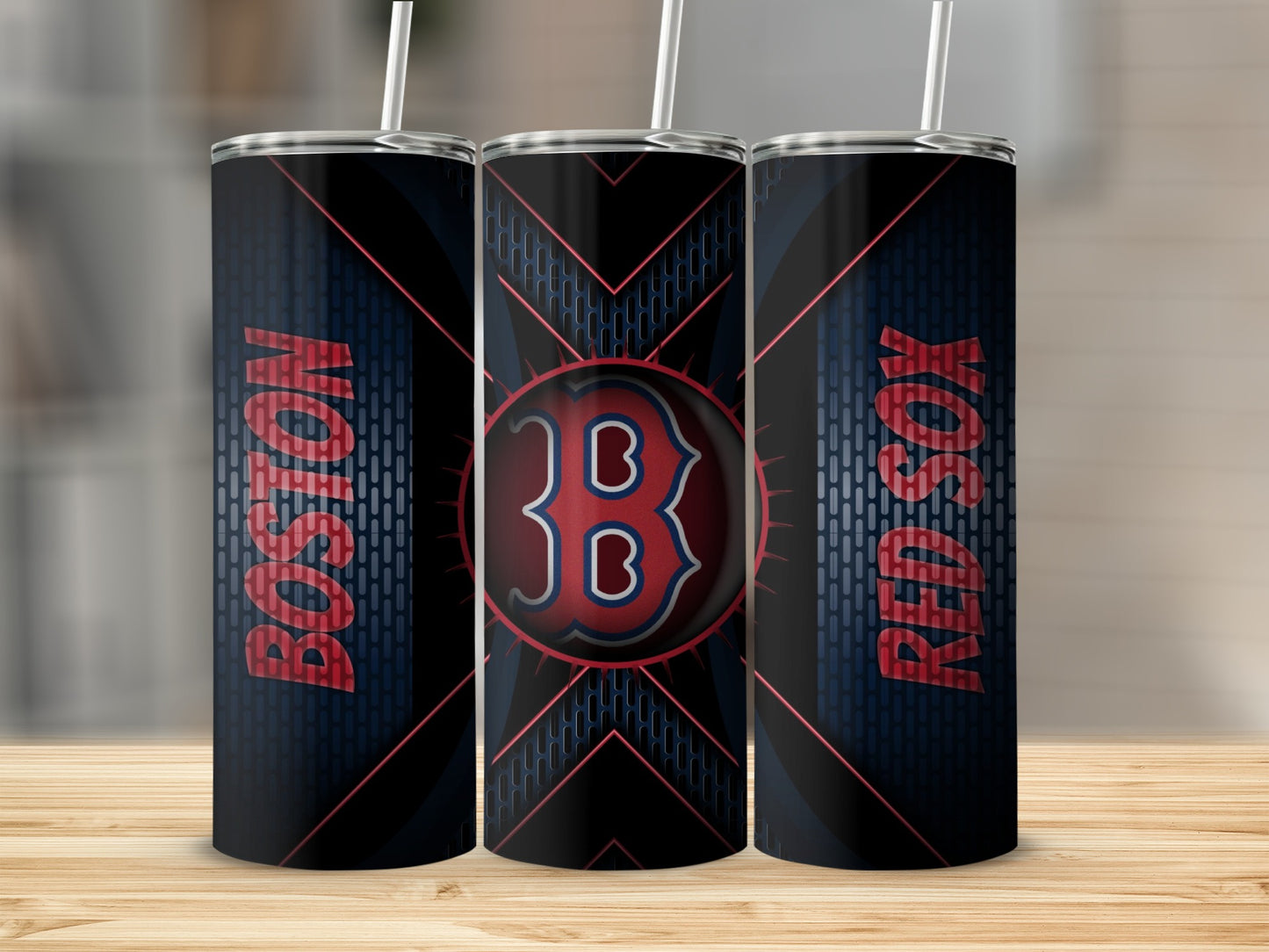 Boston Red Sox Logo Pattern Stylish Background Tumblers