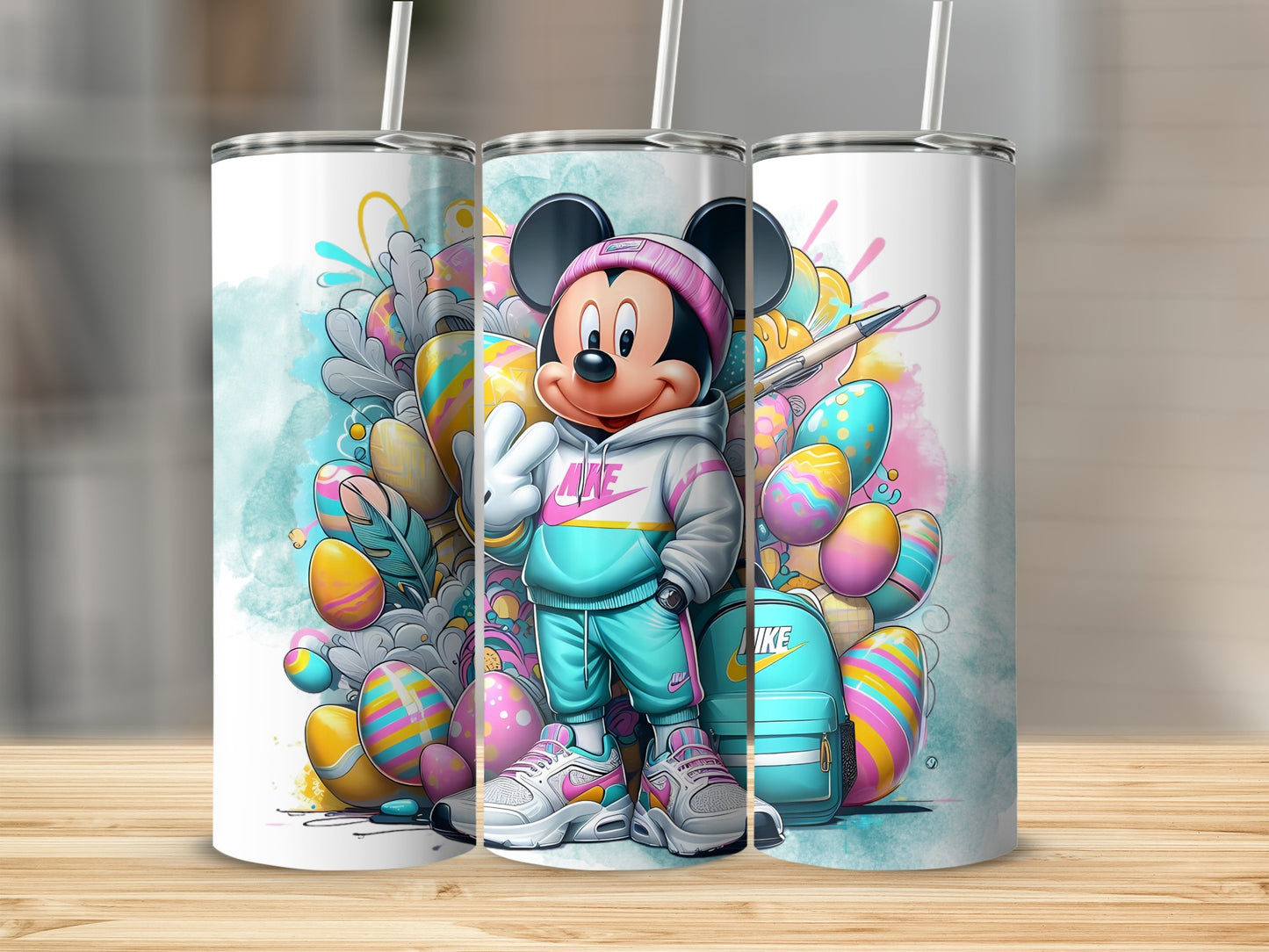 Colorful Cartoon Character and Easter Eggs Tumbler
