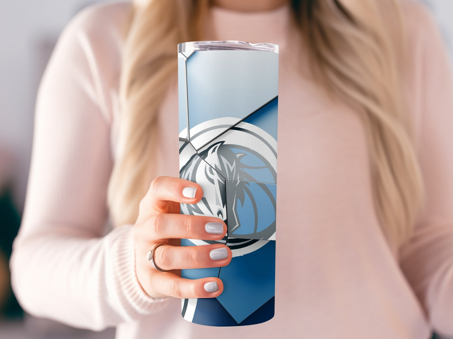 Artistic Dallas Mavericks Logo on Geometric Structure Tumblers