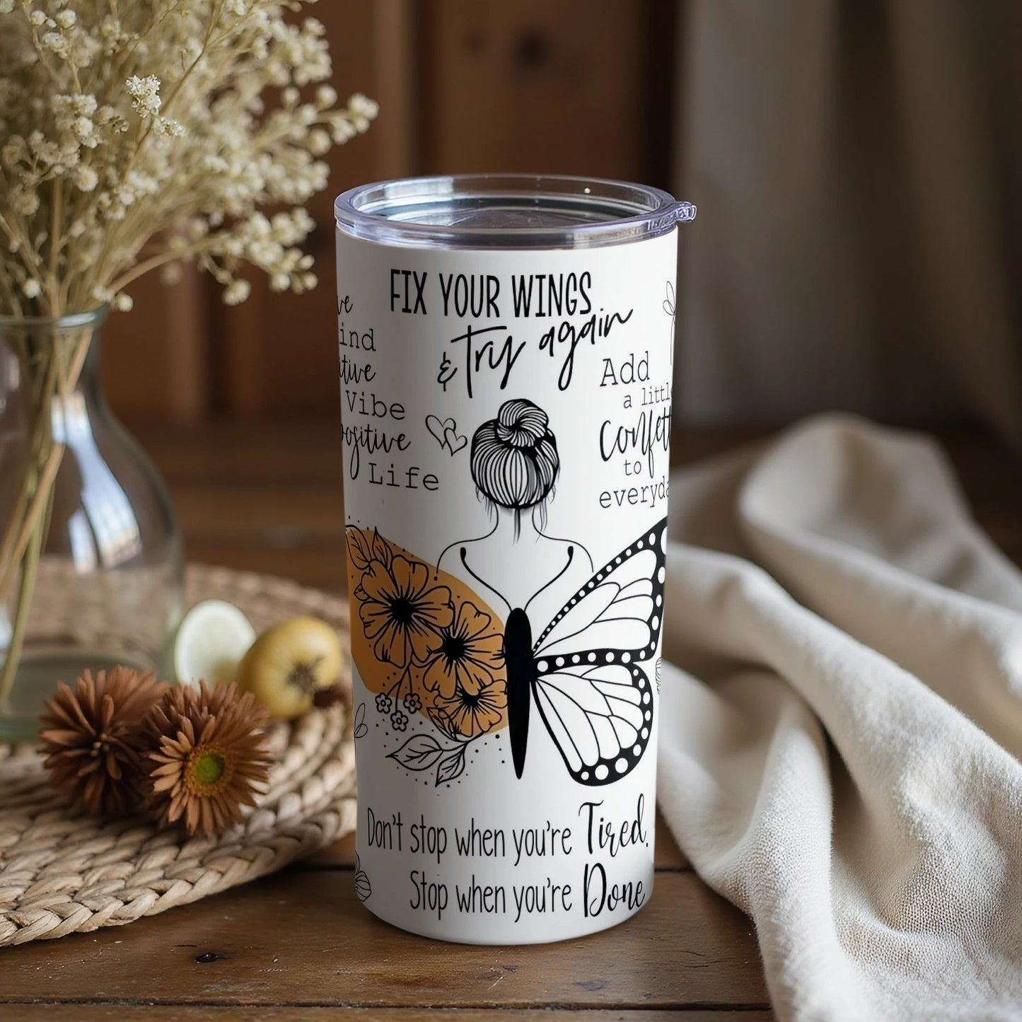 Inspirational Butterfly Design Insulated Tumbler