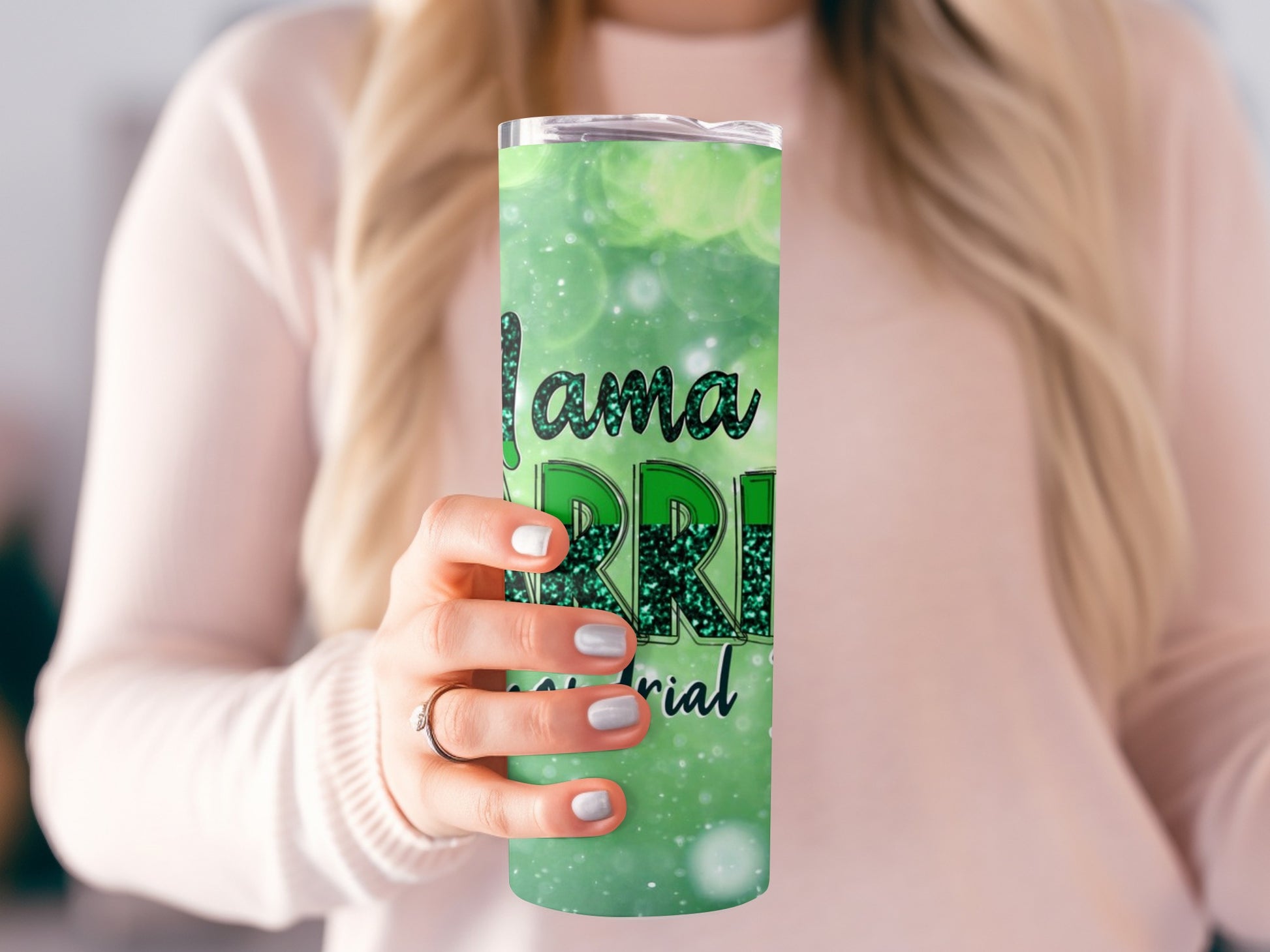 Mama Shark Tumbler Insulated Cup With Green Design