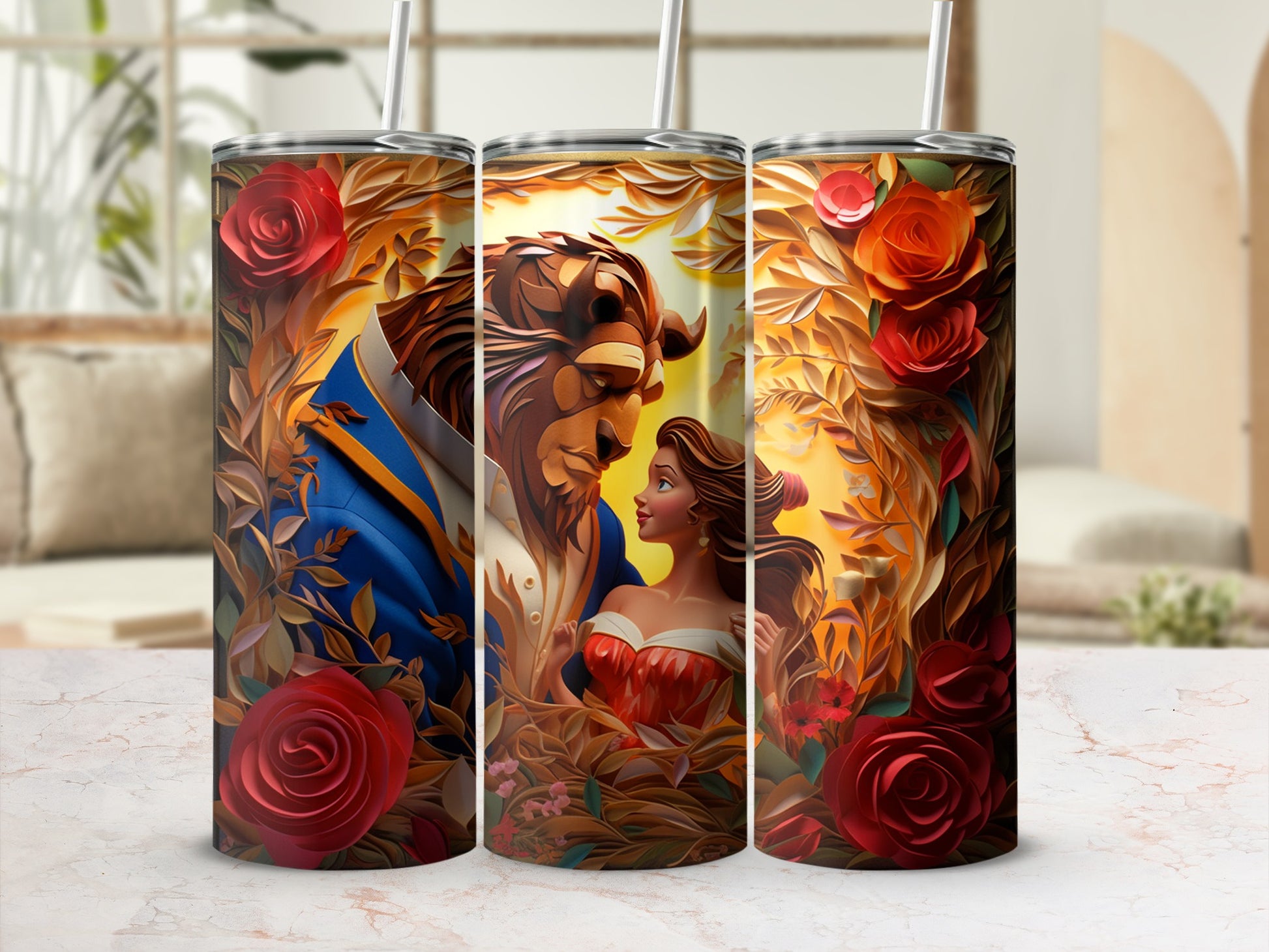 Beauty and the Beast Inspired Tumbler Design