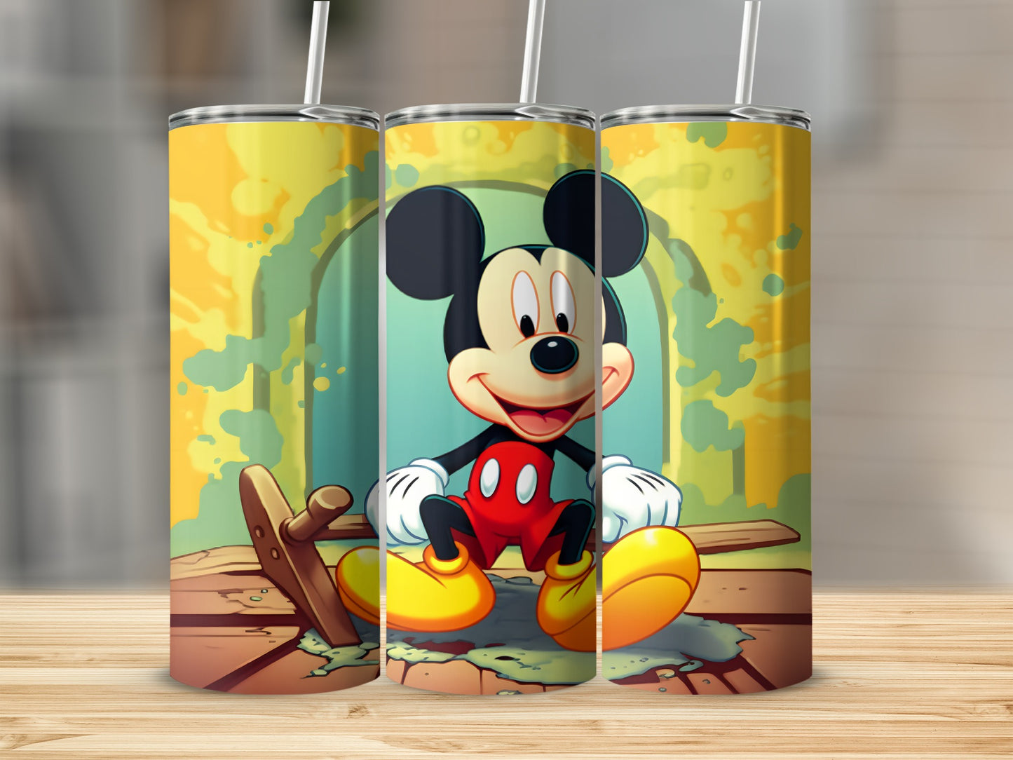 Colorful Mickey Mouse design of a tumbler