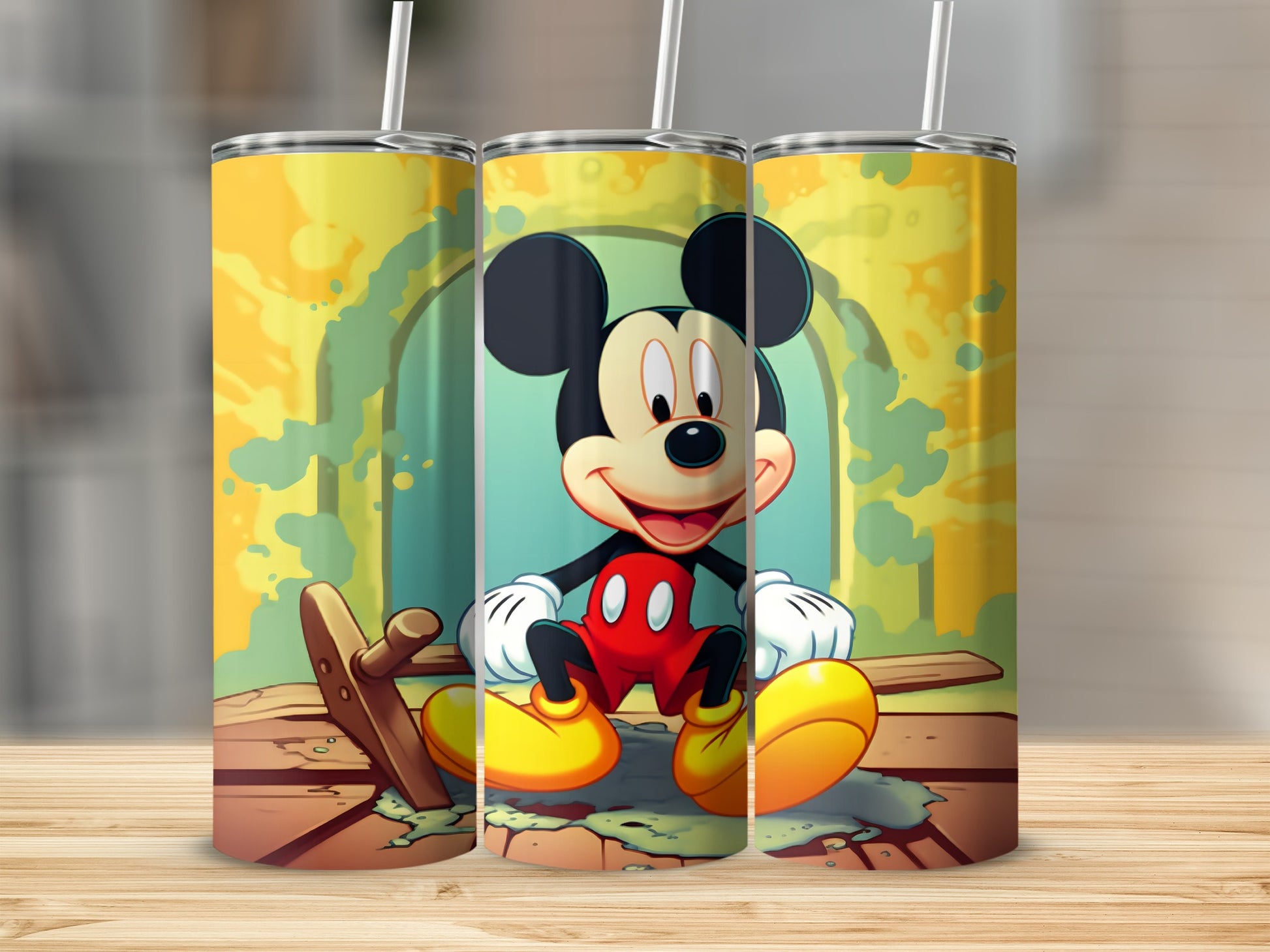 Colorful Mickey Mouse design of a tumbler