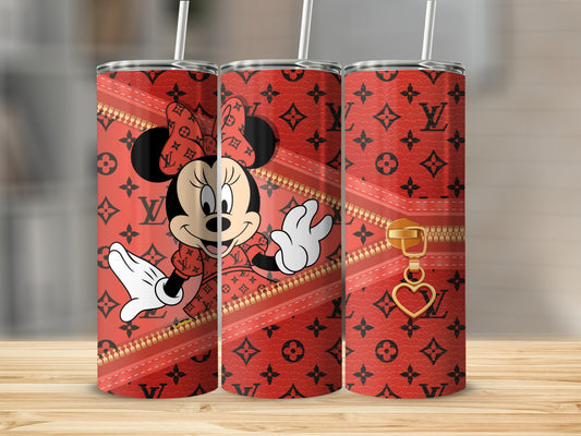 Cute Minnie Mouse on Red Designer Theme Tumbler Artwork