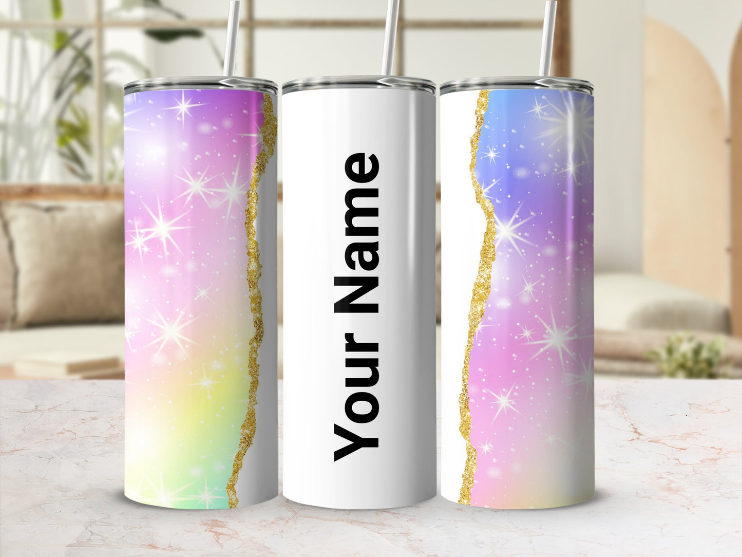 Personalized Galaxy Glitter Tumbler with Custom Name
