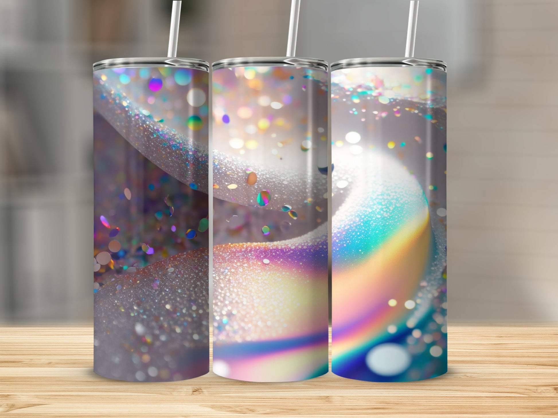 Glitter Iridescent Abstract Swirl Colorful Tumbler product type